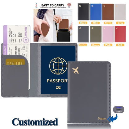 Minimalist Faux Leather Passport Cover with Custom Name - RFID Blocking, Water-Resistant Travel Wallet Card Holder for Men and Women, Lightweight Unlined Passport Pouch for Vacation