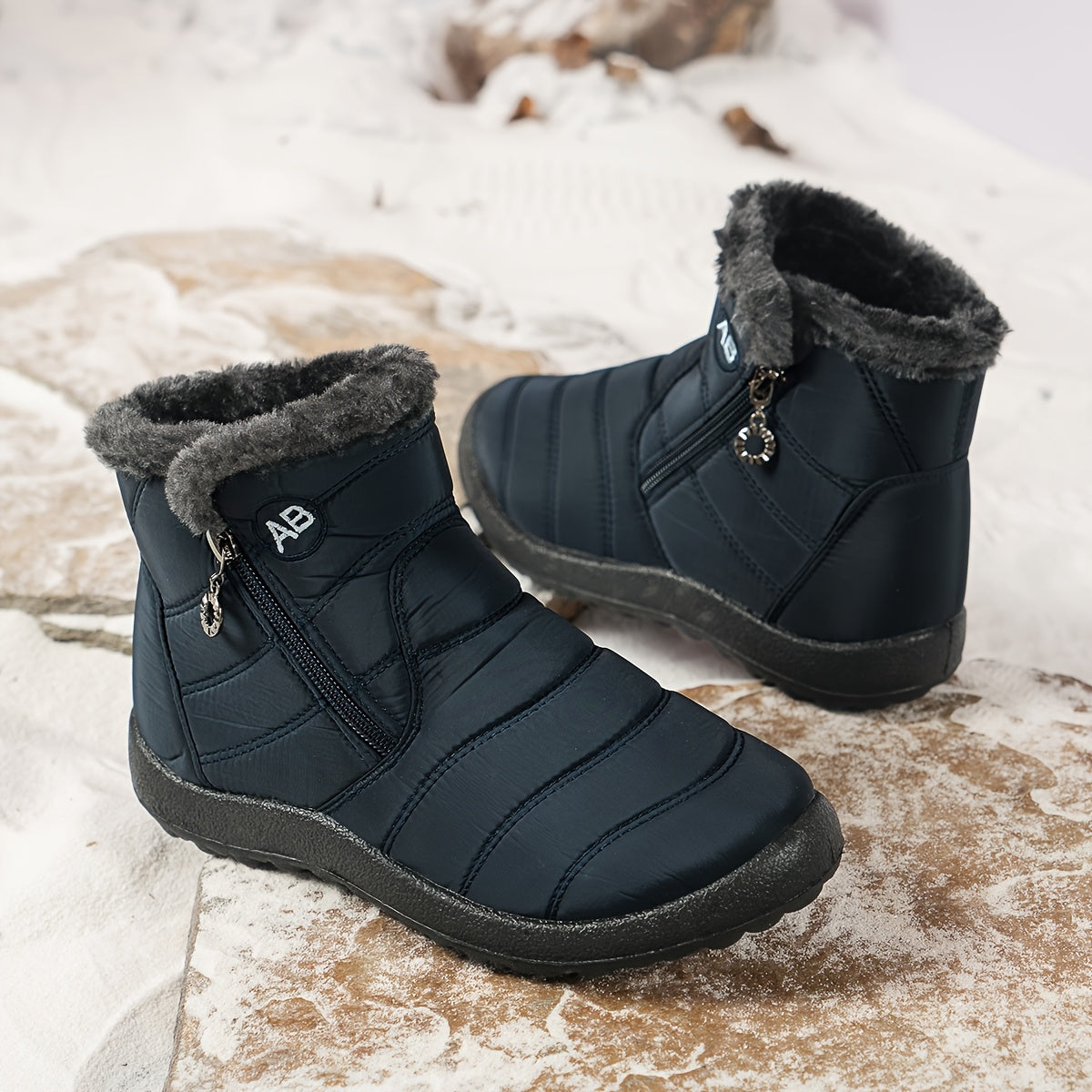 Nuevas botas de nieve cálidas de invierno para mujer, botas cálidas impermeables con cremallera lateral para mujer, botas de nieve para mujer