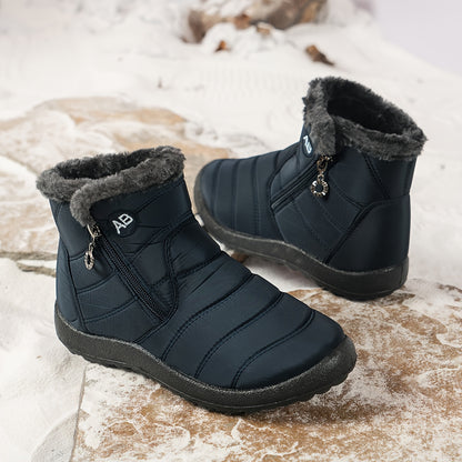 Nuevas botas de nieve cálidas de invierno para mujer, botas cálidas impermeables con cremallera lateral para mujer, botas de nieve para mujer