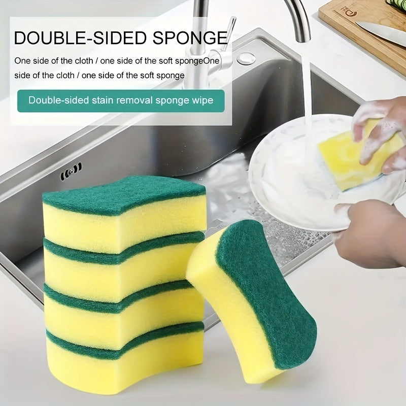 Stackable Kitchen Sponges: Yellow and Green Super Absorbent Scrubbers for Dishes and Pots