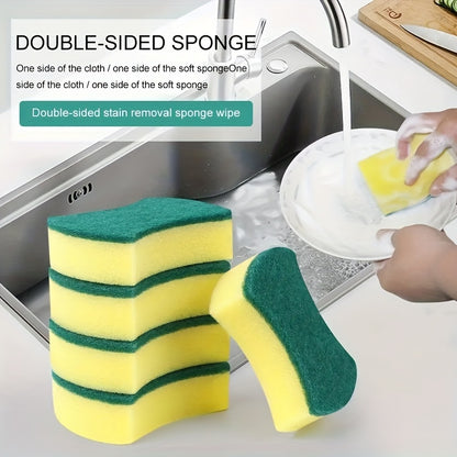 Stackable Kitchen Sponges: Yellow and Green Super Absorbent Scrubbers for Dishes and Pots