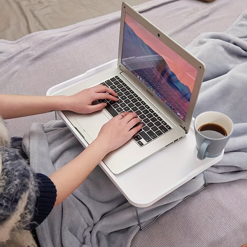 Foldable Plastic Laptop Desk: Rectangular, Painted, and Suitable for Office Use