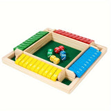 Wooden Educational Math Dice Game for Kids and Adults, Interactive Flip Tiles Number Game, Multi-Player Family Fun Learning Toy for Ages 3-6