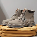 Men's Casual Ankle Boots - Versatile Lace-Up Shoes for Outdoor, Hiking &amp; Casual Attire, Durable Faux Leather with Non-Slip Sole