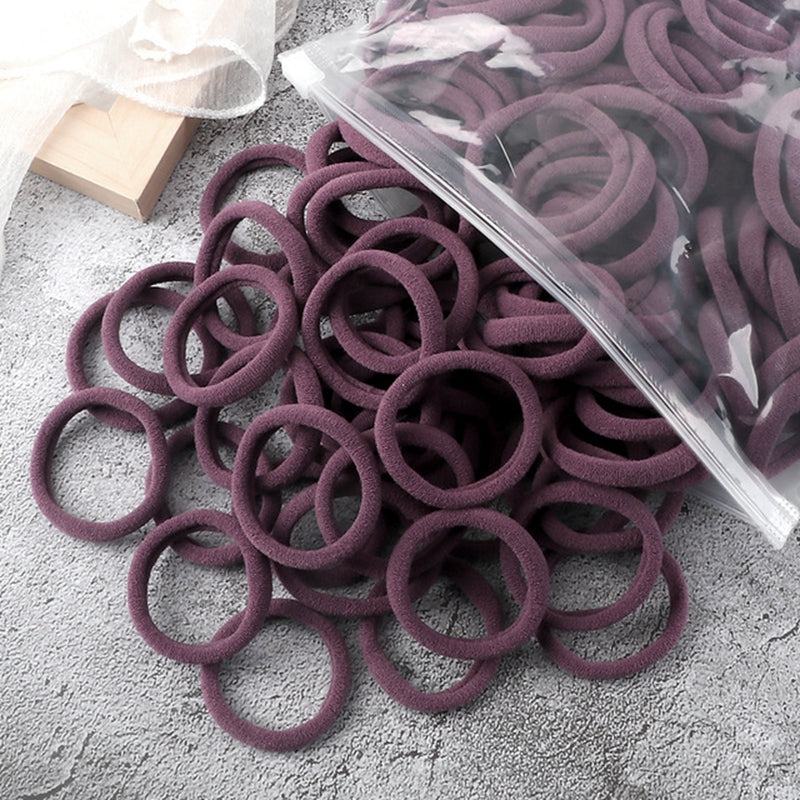 Juego de 50 bandas elásticas para el pelo para mujer, de 4 cm, de colores lisos y sencillos, accesorios para el cabello, coleteros.