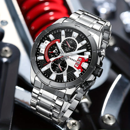 CURREN Men's Steel Strap Watch Multifunctional Timing Waterproof Wristwatch Men's Accessories