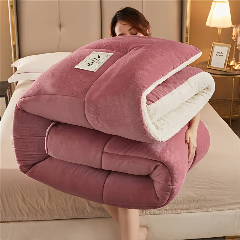 Reversible Plaid Comforter - Contemporary All-Season Quilted Duvet Insert with Box Stitch, Ultra Soft Milk Velvet Fabric, Medium Weight Polyester Fill, Machine Washable, Multipurpose - Available in 9 Sizes, Christmas Present