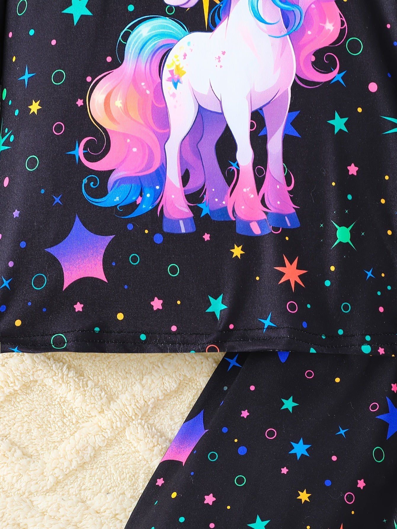Little Girl 2pcs Set with Unicorn Long Sleeve Top and Star-printed Pants Set for Autumn and Winter, Casual and Cute Style, Home Wear Set