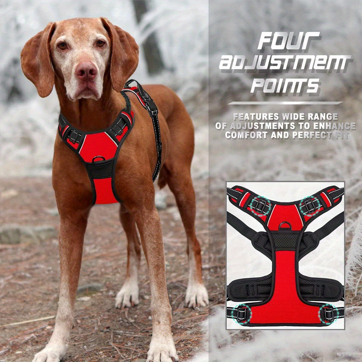 No Pull Dog Harness Front Clip Heavy Duty Reflective Easy Control Handle For Large Dog Walking
