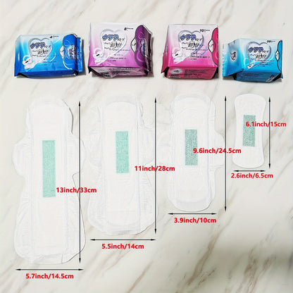 6-Pack Women's Hygiene Sanitary Pads Bundle, Soft Ultra Thin Winged Napkins, Overnight Absorbency, Unscented Menstrual Pads Combo Set, Multi Size, Travel-Friendly - 60/56 Count