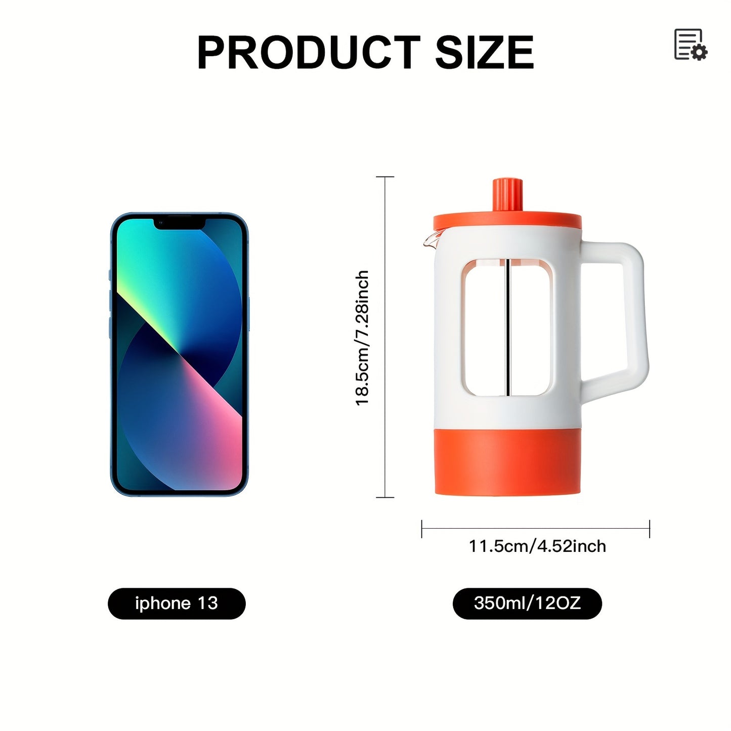 French Press Coffee Maker, 350ml/600ml/1L, Modern Style, Durable Glass and Stainless Steel, Manual Operation, Reusable Filter, Perfect for Camping and Home Use, Ideal for Halloween and Christmas Gift
