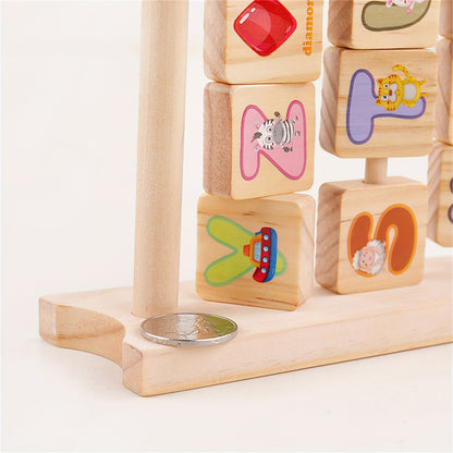 [Fast Arrival] YIDIEMO Wooden Alphabet Blocks & Abacus Activity Toy - Early Learning Enlightenment for Youngsters, Perfect for Birthday, Halloween, Christmas Gifts