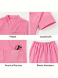 Conjunto de 6 trajes de médico de imitación para niño, camiseta de manga corta, pantalones y accesorios, ideal para Halloween, fiestas de cumpleaños, presentaciones escolares y como regalo.