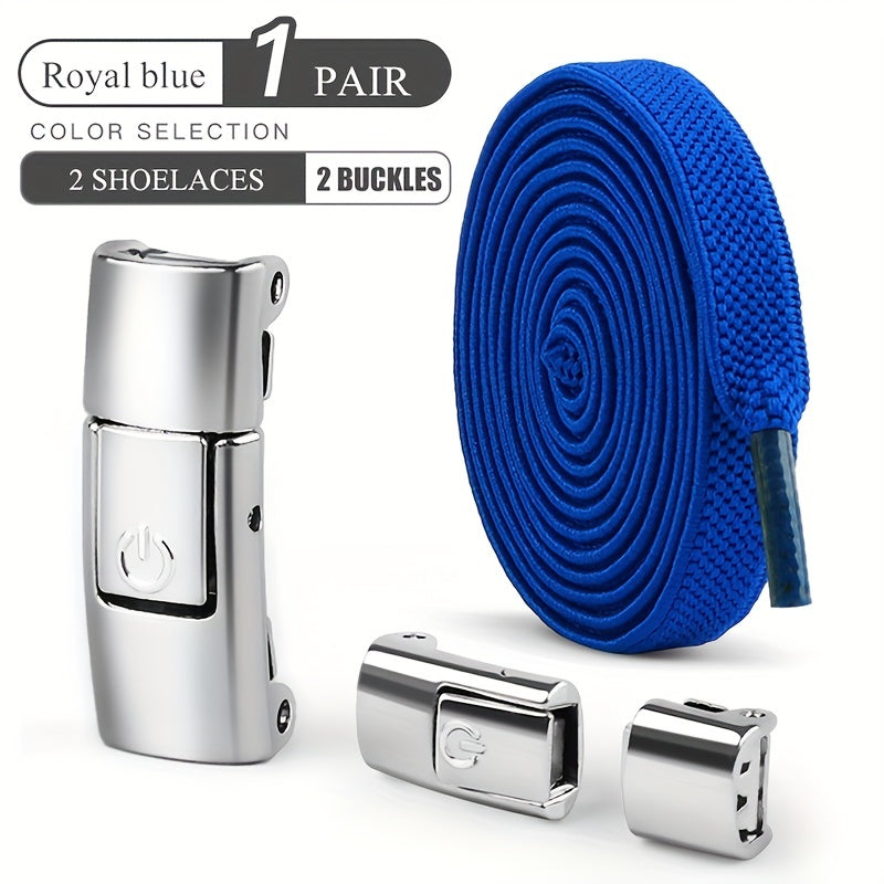 1 Pair Free-Tie Shoelaces Set, 2pcs Elastic Shoelaces & 2pcs Shoelaces Buckles For Sneakers Canvas Shoes