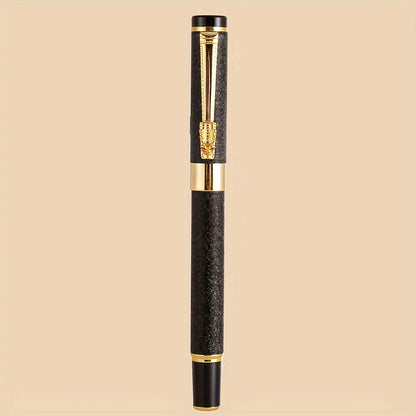 Ergonomic Matte Metal Fountain Pen with Iridium Nib 0.5mm - Perfect for Business & Office, Daily Writing, Calligraphy Practice, Business Writing Tool | Decorative Pen Design | Intricate Clip Detailing