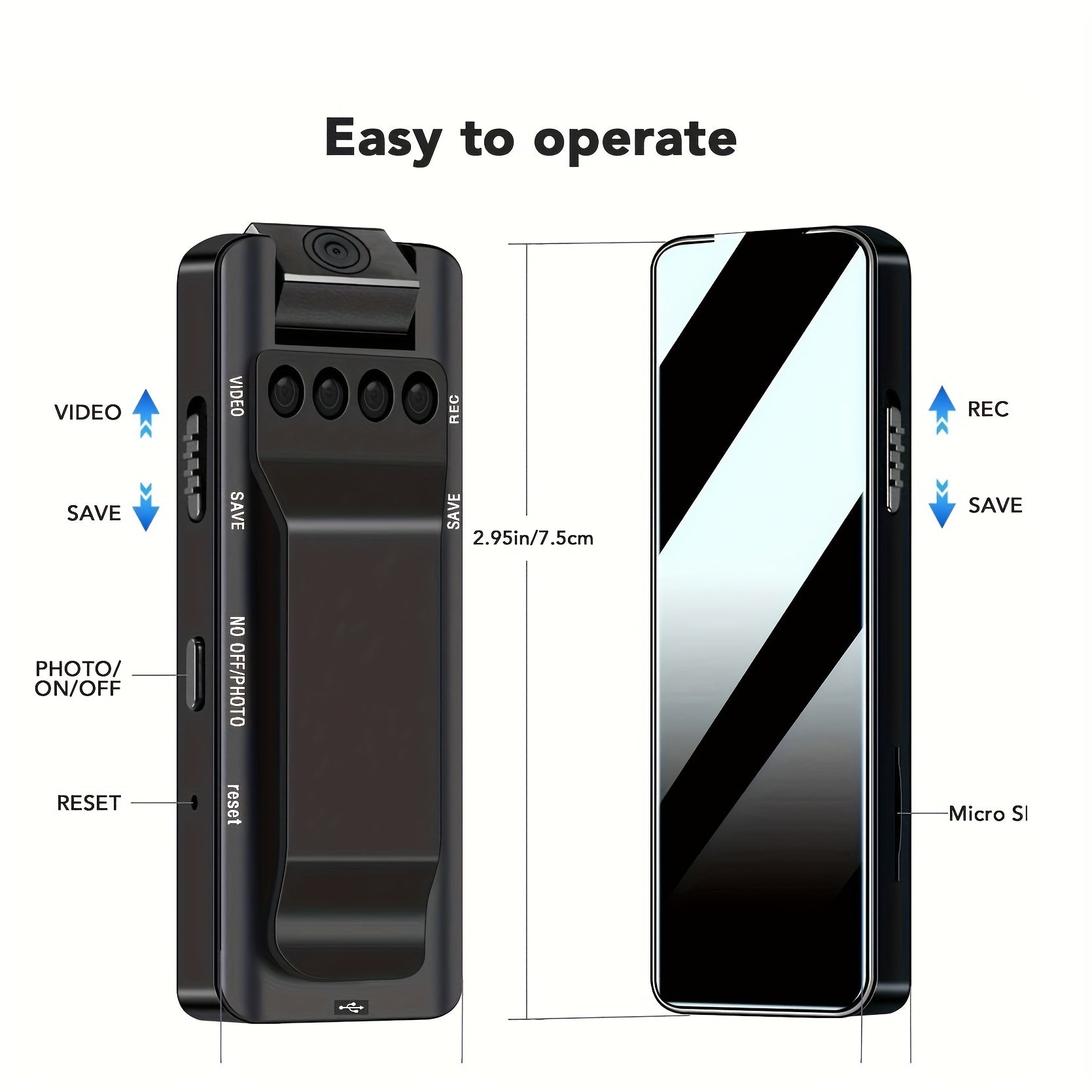 Camera no WiFi Needed - Mini Body Camera Video Recorder - Camera Motion Activated - Nanny Small Cam - Tiny Camera - Small Security Camera for Home and Office (With 64G high-speed memory card)
