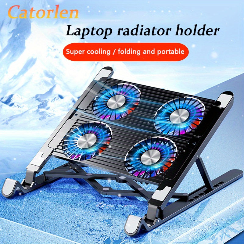 Radiador y soporte plegable para computadora portátil, soporte de almohadilla de enfriamiento con ventilador silencioso para Macbook, tableta, portátil, mesa de soporte para accesorios para computadora portátil