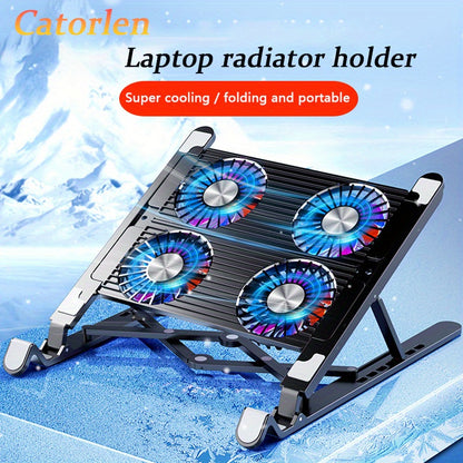 Radiador y soporte plegable para computadora portátil, soporte de almohadilla de enfriamiento con ventilador silencioso para Macbook, tableta, portátil, mesa de soporte para accesorios para computadora portátil