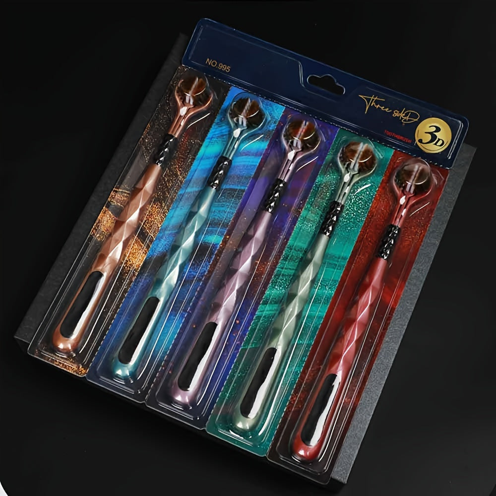 5pcs Ultra-Soft Triple-Sided Adult Toothbrushes - Hypoallergenic, Formaldehyde-Free with Nylon Bristles for Deep Cleaning & Fresh Breath, Ergonomic Design in Vibrant Colors