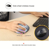 HXSJ New Ergonomic Mouse Side Metal Roller 2.4G Optoelectronic Vertical Mouse Suitable For Home Office Games Battery Not Included