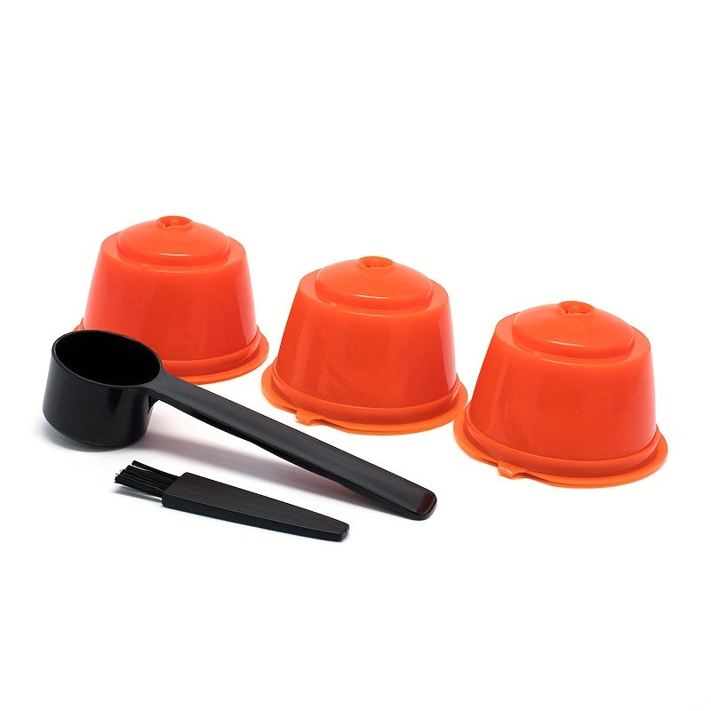 3Pcs Fit For Dolce Gusto Coffee Filter Cup Reusable Coffee Capsule Filters For With Spoon Brush