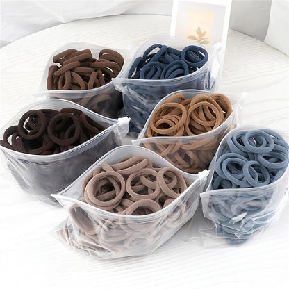 Juego de 50 bandas elásticas para el pelo para mujer, de 4 cm, de colores lisos y sencillos, accesorios para el cabello, coleteros.