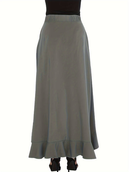 Plus Size Bow Tie Front Pants, Elegant Solid Asymmetrical Wide Leg Skirted Pants, Women's Plus Size Clothing