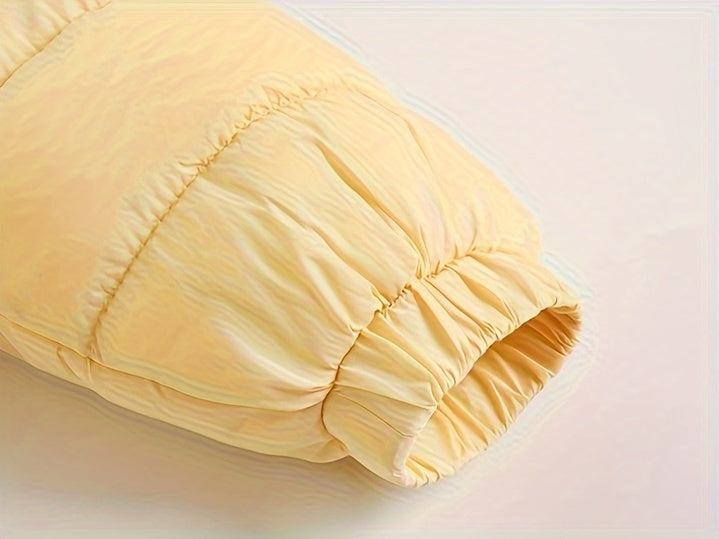 Mono acolchado de invierno para bebé, abrigo informal con capucha y pompón, mono cálido con cremallera frontal, ropa de exterior para bebés y niños pequeños.