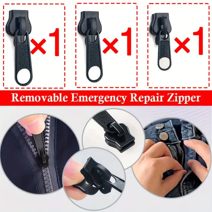 3/6/12pcs Instant Zipper Repair Kit, with Universal Design and Multiple Sizes, Portable Fast Repair Buckle, Replace Zipper, Suitable for Luggage and Clothing, Black