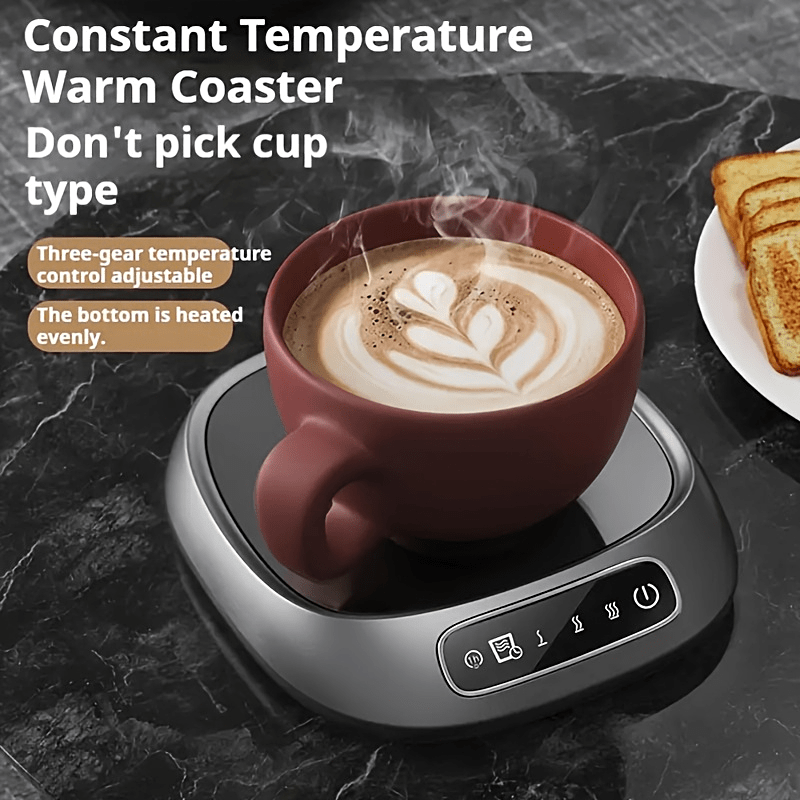 Smart Touch USB-Powered Coffee Cup Warmer - 3 Adjustable Temperature Settings, Auto Shut-Off, Portable Heating Pad for Home & Office Use