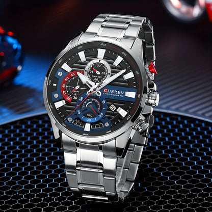 CURREN Reloj cronógrafo deportivo de cuarzo para hombre, de negocios, informal, de moda, analógico, con calendario, reloj de pulsera con fecha