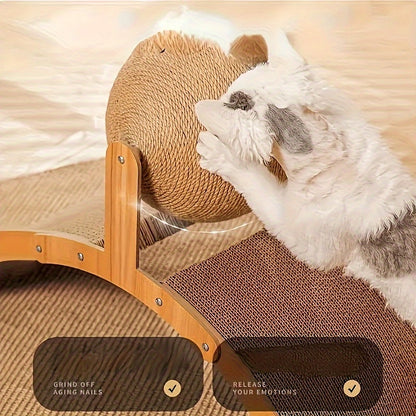 Rascador vertical resistente para gatos con cartón corrugado texturizado, estación de juego multifuncional y cama cómoda - Diseño compacto para gatos