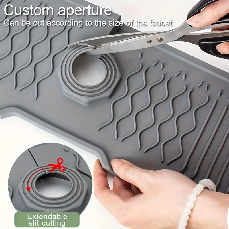 5° Slope Extended Size Silicone Kitchen Sink Drain Mat - Self-Draining Fast, Easy to Clean, and Foldable Edge