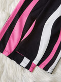 Girl's Outfit: Long Sleeve Short Blazer + Camisole + Striped Jumpsuit Set Includes Belt [Stripe Pattern Is Random], Outdoor Cloth