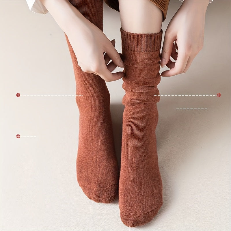 5 Pairs of Mixed Color Random Length Stockings-LJM-Autumn and Winter Thickened Warm Combination Socks