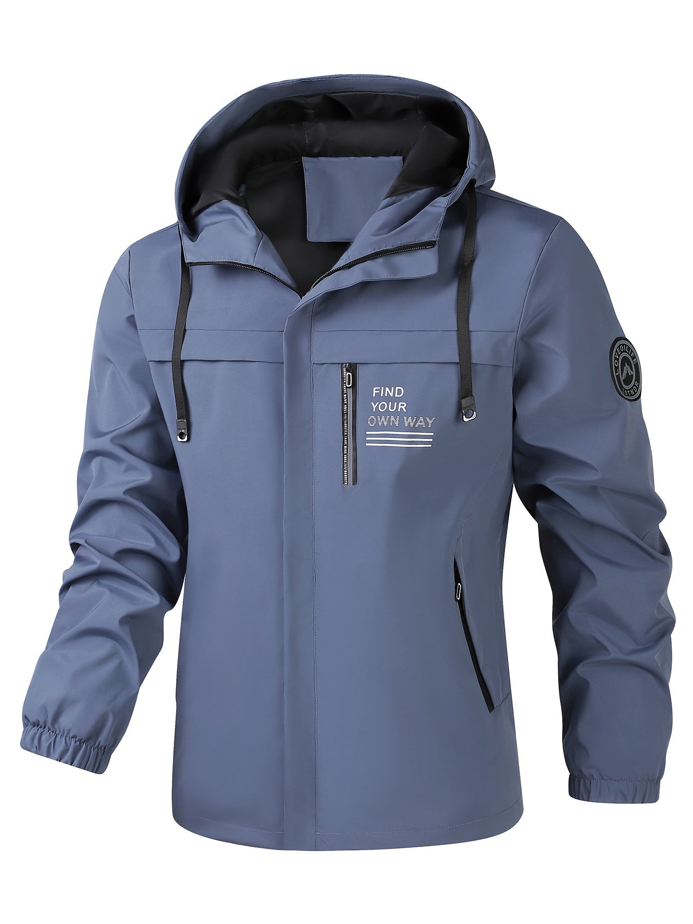Men's Fashion Casual Waterproof Windbreaker Hooded Jacket, Outdoor Coat With Zip Pockets – Lightweight And Breathable