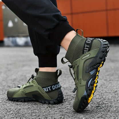 Men's Trendy Breathable Sneakers, Wear-resistant Non-Slip Outdoor Shoes For Hiking Fishing