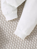 Conjunto de sudadera con capucha y pantalones de manga larga con estampado de letras "Love Dad and Mom" ​​de dos piezas para niños pequeños, ideal para exteriores.