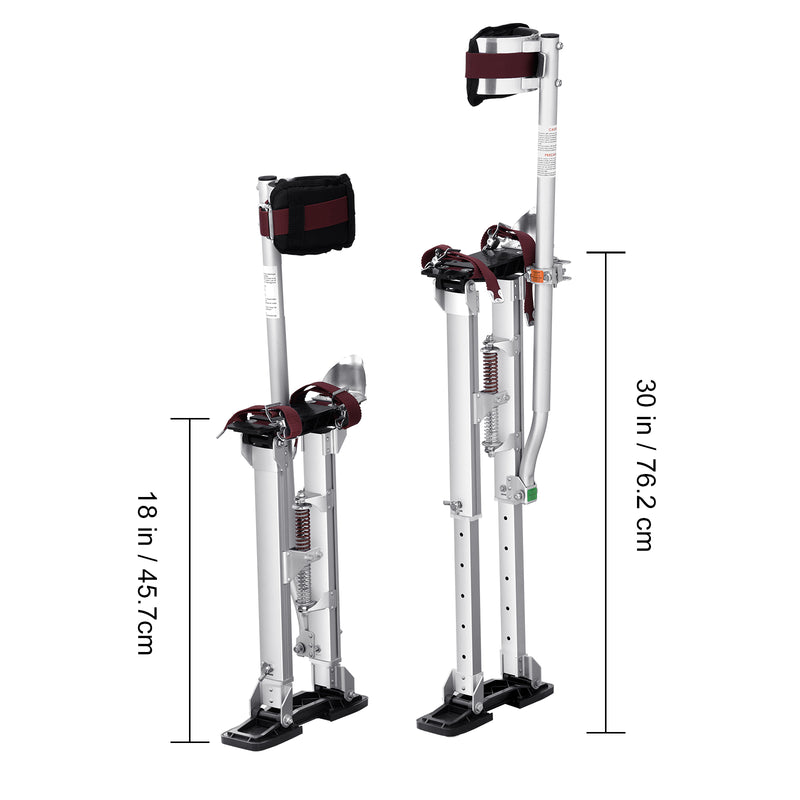 VEVOR Drywall Stilts 18''-30''/36''-50'' Adjustable Aluminum Tool Stilts with Protective Knee Pads Non-Slip Work Stilts for Home