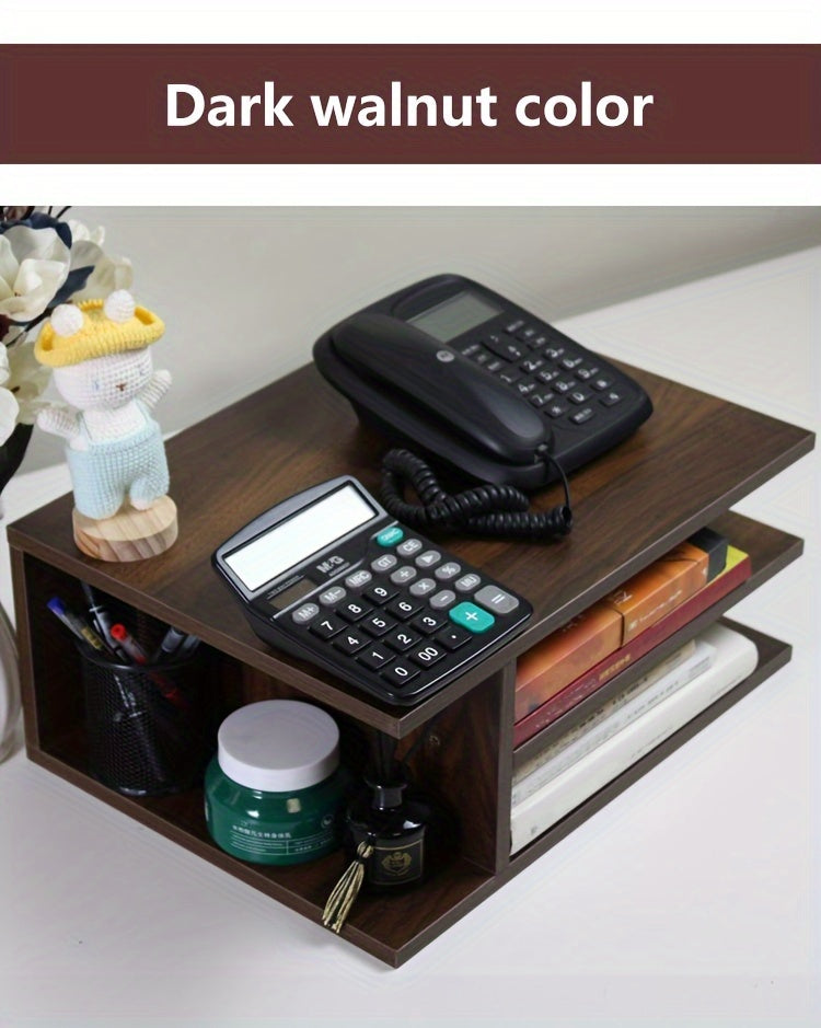 Square Wooden Fiberboard Desk Organizer - Sturdy Storage Rack for Office Supplies, Printer Stand, and Home Organization with Ample Space