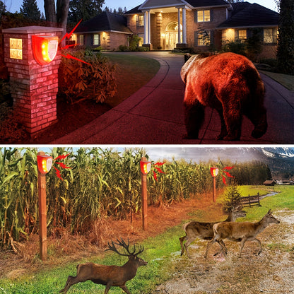 [Hot Selling] 129dB Solar-Powered Outdoor Security Alarm with Barking Dog & Gunshot Sounds, Strobe Light Warning Lamp for Home and Yard