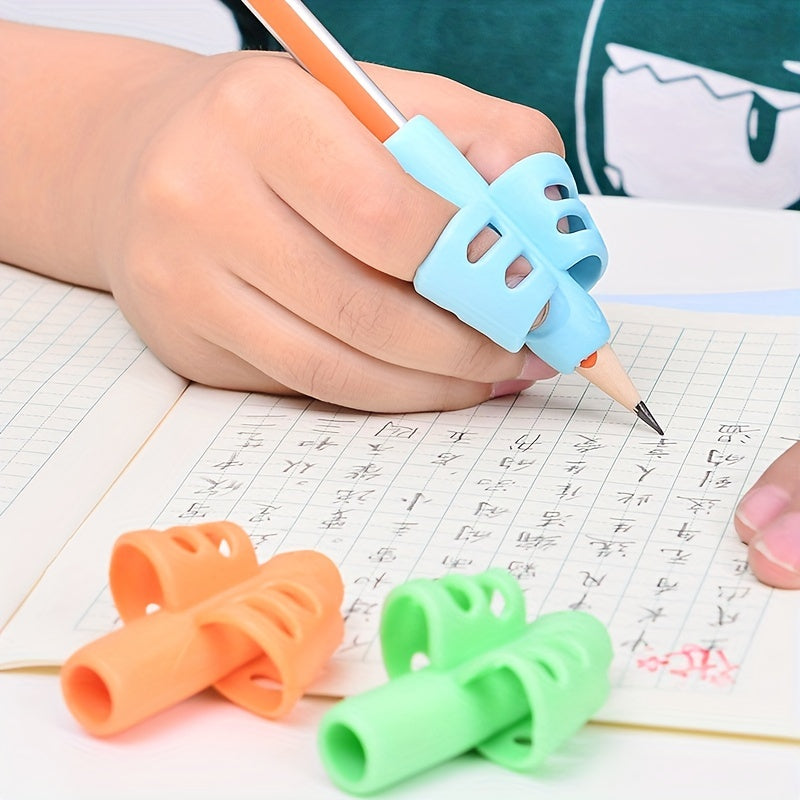1/2 pieza de herramienta de escritura de silicona con dos dedos para bebés, bolígrafo para corregir la escritura, suministros de estudio para niños, regalo para niños