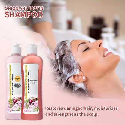 Set de champú y acondicionador de cebolla y biotina: Cuidado con extractos vegetales naturales para todo tipo de cabello: repara, hidrata y fortalece el cabello dañado.