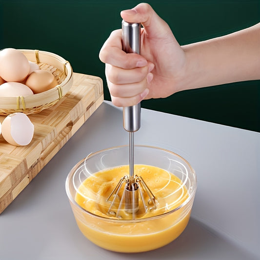 Batidor multiusos de acero inoxidable y espumador de leche - Batidora de mano para hornear, huevos y crema - Aparato esencial de cocina