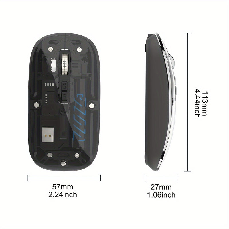 Wireless Mouse, Dual-Mode Mouse, Rechargeable Mouse, Low-Power And Long Battery Life, Comfortable Touch, Ergonomic Design, Streamlined Curved Surface Design Closely Attached To The Palm, Suitable For Gaming, Office And Entert