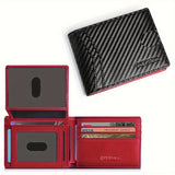 Cartera delgada plegable para hombre, tarjetero con bloqueo RFID, dos ventanas para identificación y pinzas para billetes.