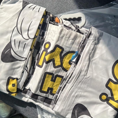 4pcs/set Mickey Mouse Cartoon Bedding Set Including 2 Pillowcases, 1 Duvet Cover, 1 Sheet, Kawaii Comfortable Durable Bedding for Bedroom & Dorm, Room Decor, House Supplies, Birthday Valentine Halloween Christmas Thanksgiving