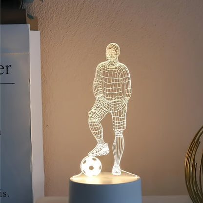 Soccer Player 3D Illusion LED Night Light, USB Powered Household Decorative Lamp with Electronic Components, Perfect Gift for Sports Fans and Friends - No Battery Required