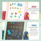 Pizarra magnética 3 en 1 para niños: altura ajustable, doble cara blanca y negra con alfabeto, números, rotuladores y tiza. Caballete creativo y educativo para el aprendizaje temprano.