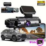 Ouyaaqii HD Dash Cam with 64GB High-Speed Memory Card, Fast Car Charger Bundle, 1080P Night Vision, Alloy Sun-Proof Case, Front & Interior Dual Lens - Upgraded Security Camera